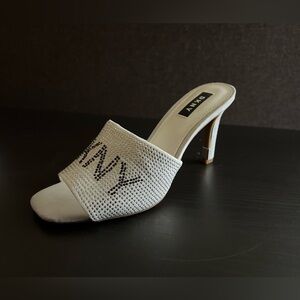 DKNY White Crystal-Studded Open-Toe Stiletto Mule